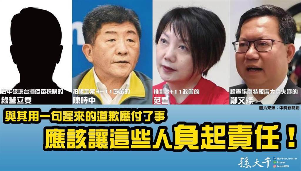 孫大千點名4人應負起政治責任。（圖／摘自孫大千臉書）