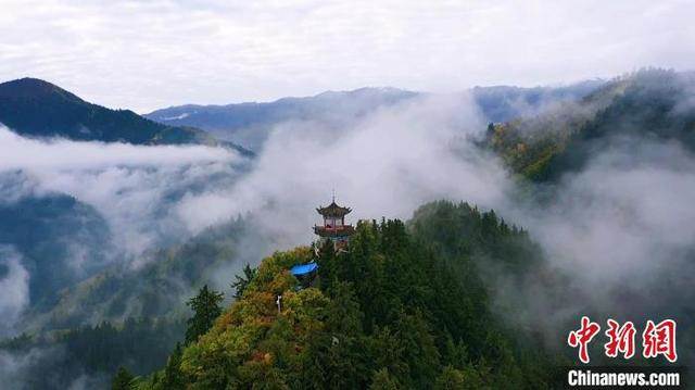 “隴右名山”興隆山秋日云海翻騰繚繞山間