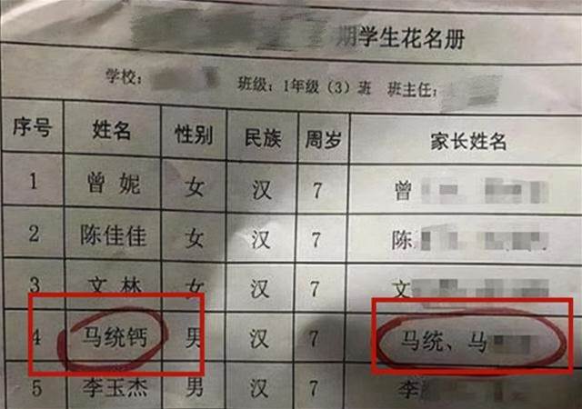 “馬”姓寶爸給孩子取的名真的一絕，老師看了無語：我是不敢叫